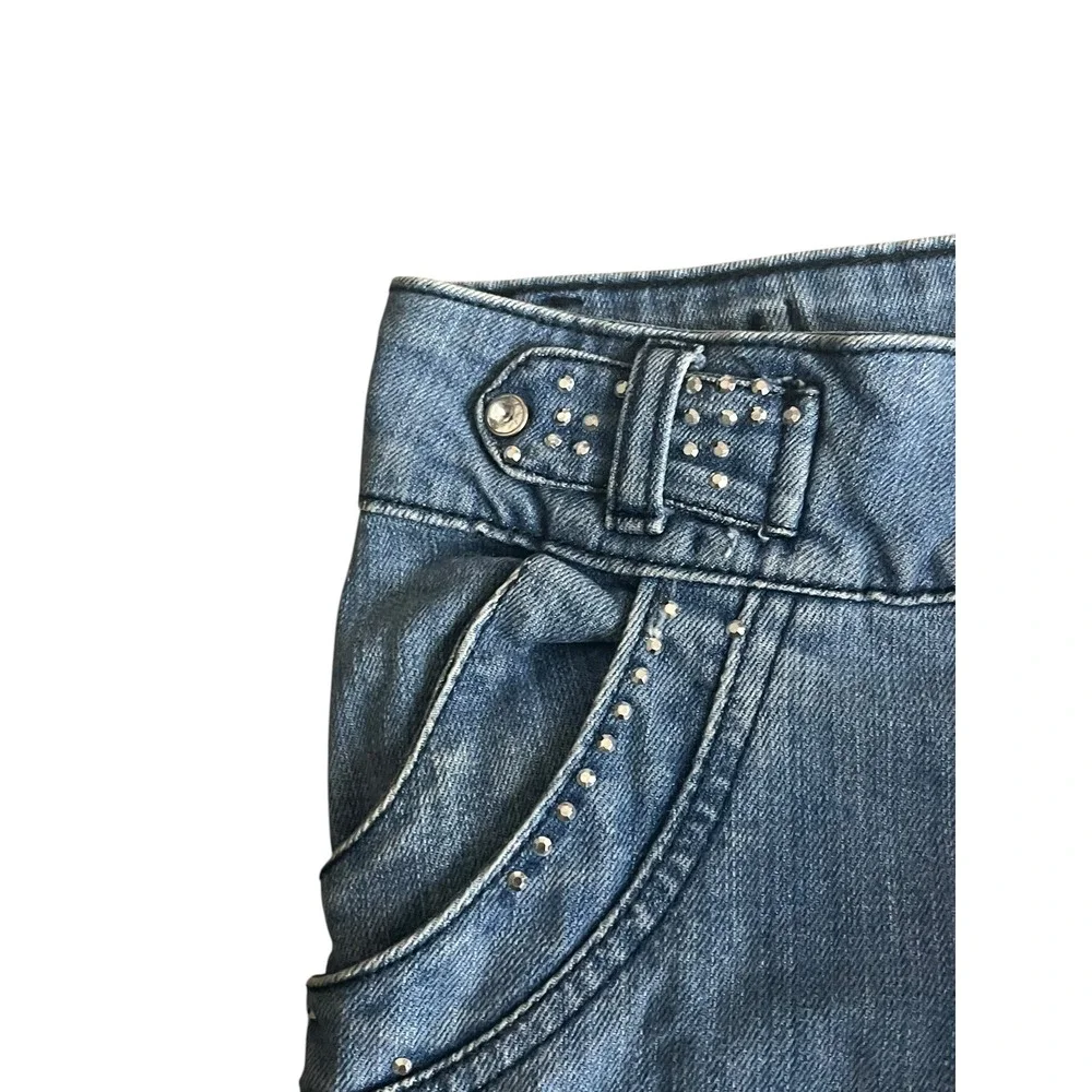 Crystal Vogue Jeans Girls 14 Blue Rhinestone‎ Embellished Y2K Skinny